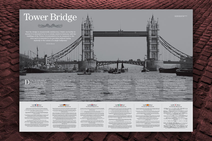 Tower Bridge London Black and White Panel10