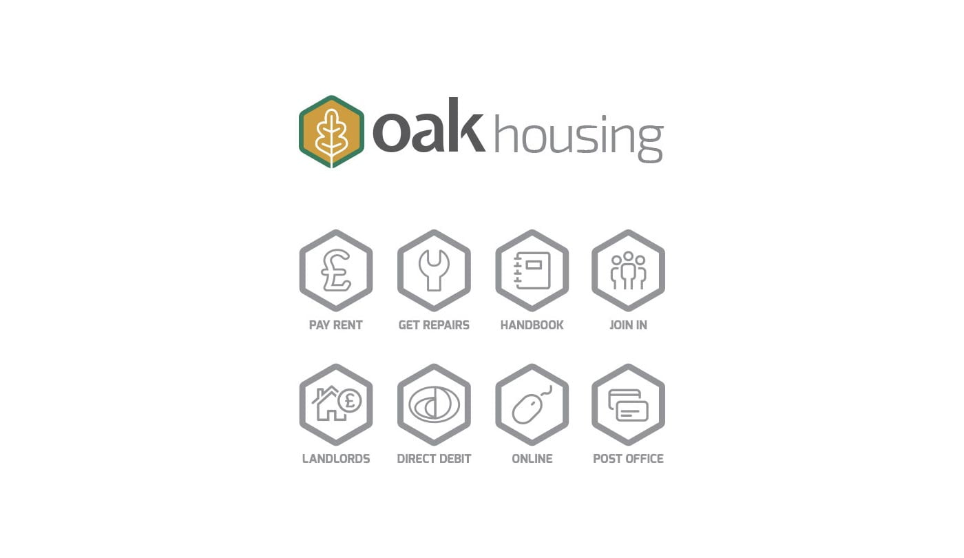 Oak Housing logo and icons